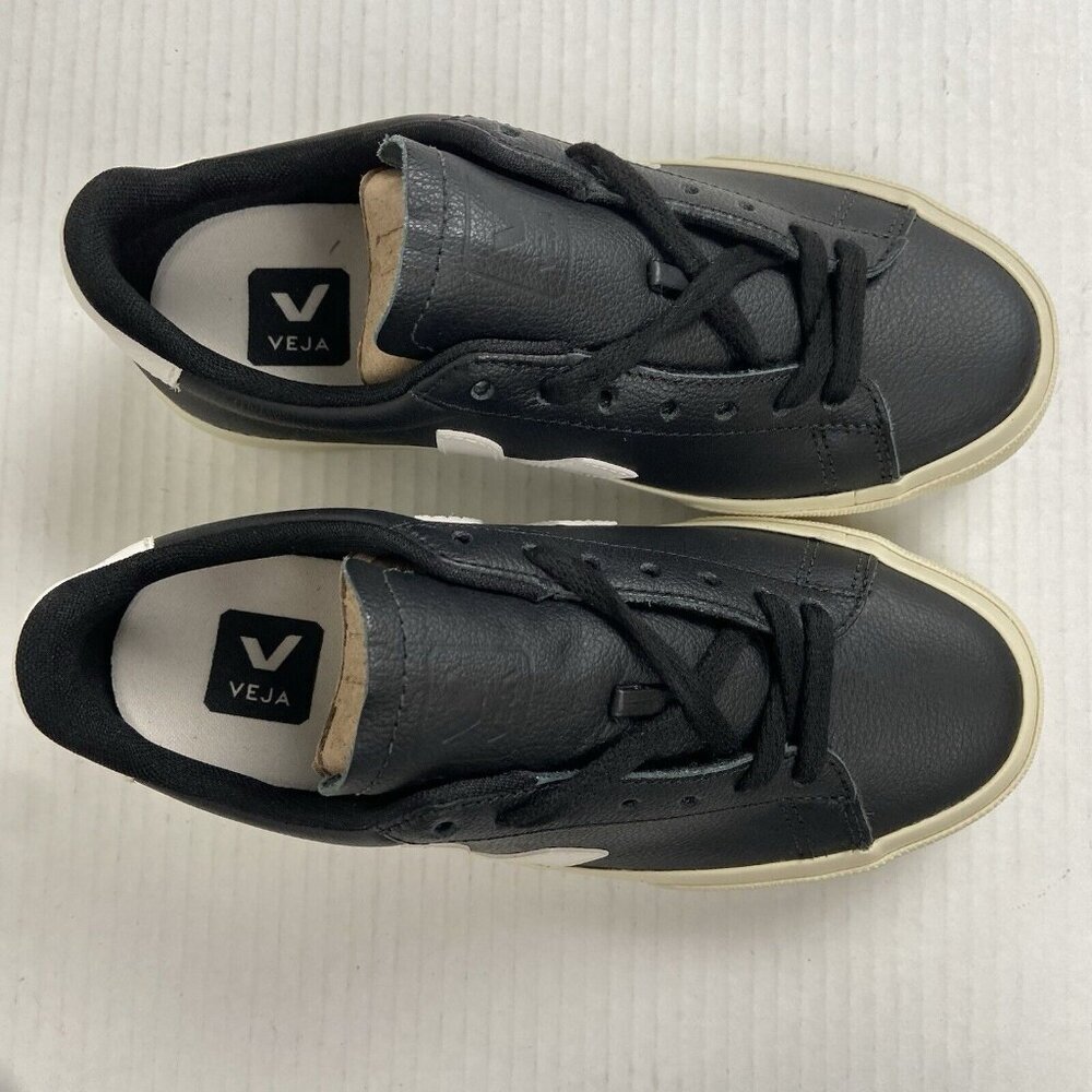 NEW Veja Women's Campo Chromefree Leather Sneakers CPO501215A370 Black/White NIB - Picture 7 of 11